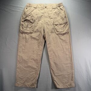 LL Bean Nylon Cargo Pants Mens Large Beige Lightweight Work Outdoor Gorpcore